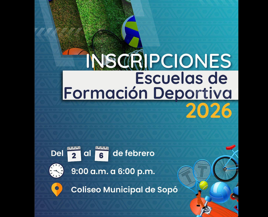 |Sopó| abre inscripciones para las |Escuelas de Formación Deportiva| 2026