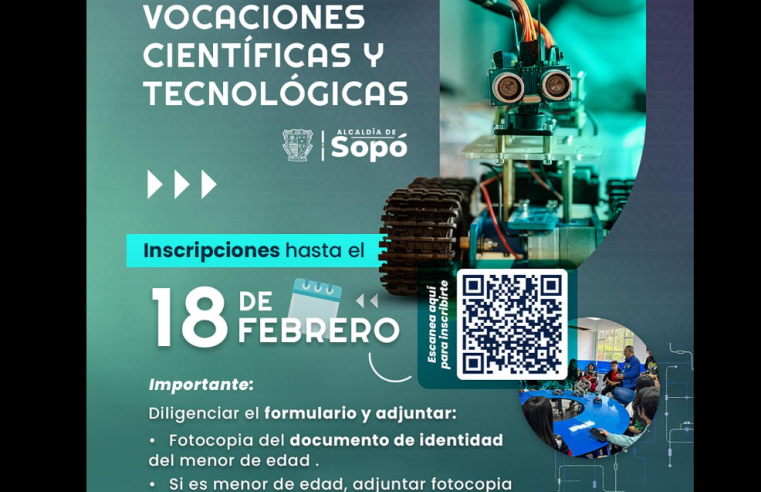 Continúan abiertas las inscripciones a los |Clubes de Robótica| en |Sopó|