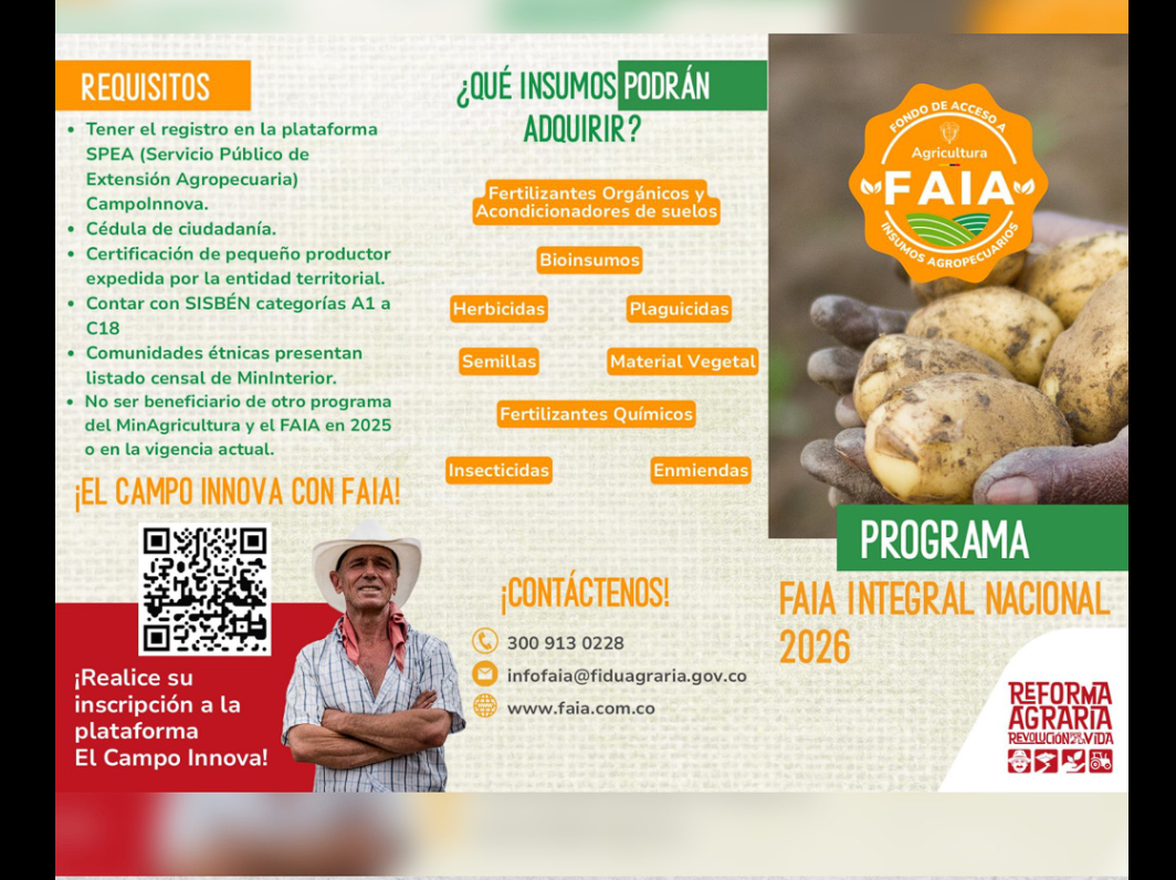 |Nemocón| impulsa al |sector agropecuario| con convocatoria |FAIA Integral| 2026
