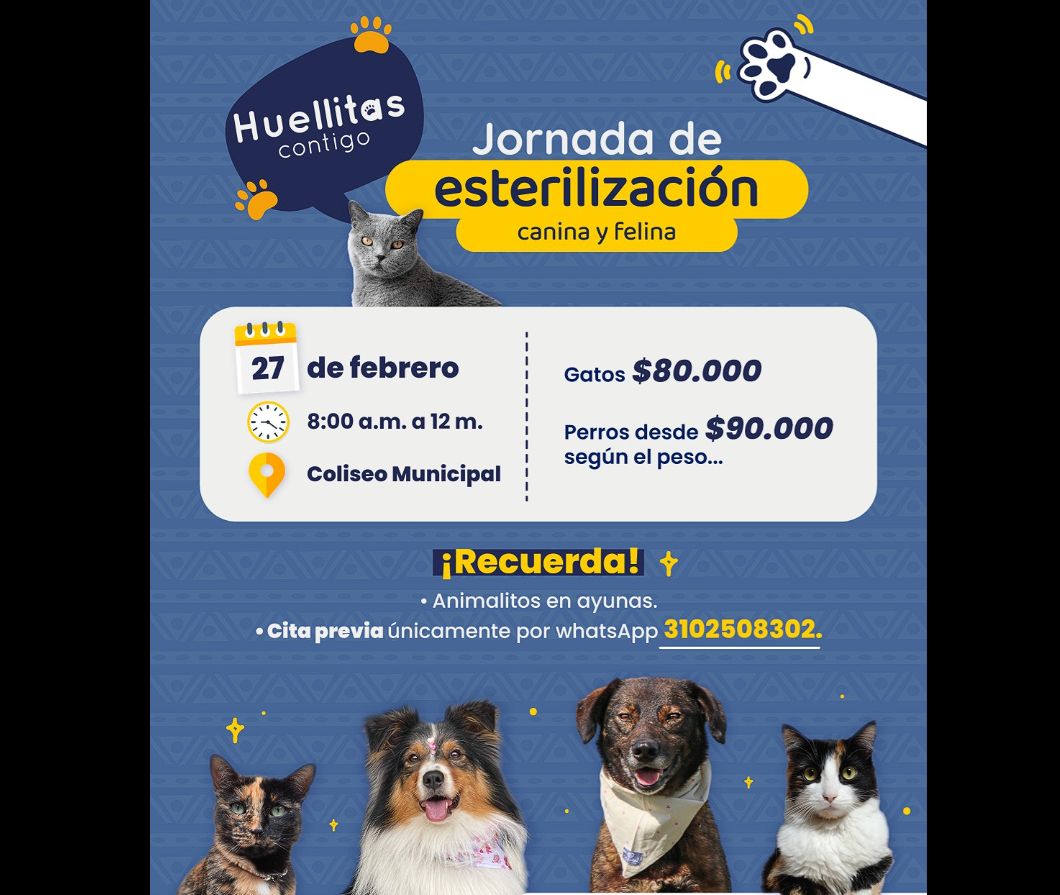 |Sopó| realizará jornada de |esterilización| canina y felina