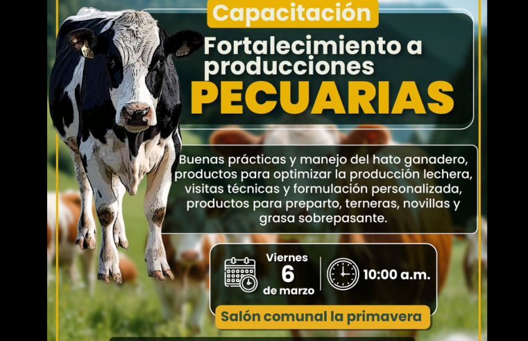 Alcaldía de |Tabio| invita a capacitación para fortalecer |producciones pecuarias|