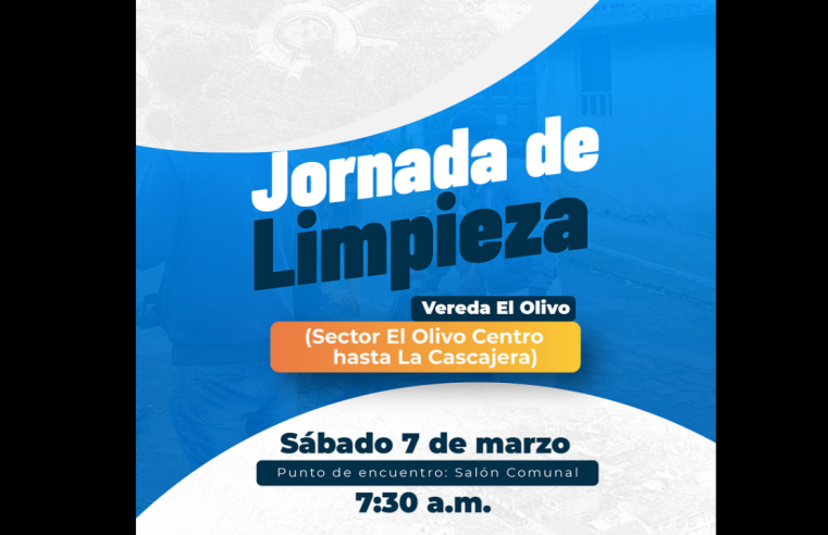 Convocan jornada de limpieza en la |vereda El Olivo|, sector |Olivo Centro| en el municipio de |Cogua|