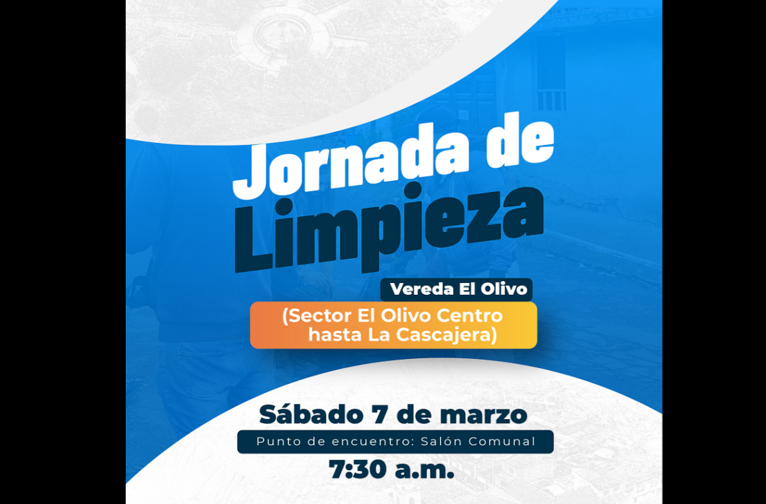 Convocan jornada de limpieza en la |vereda El Olivo|, sector |Olivo Centro| en el municipio de |Cogua|