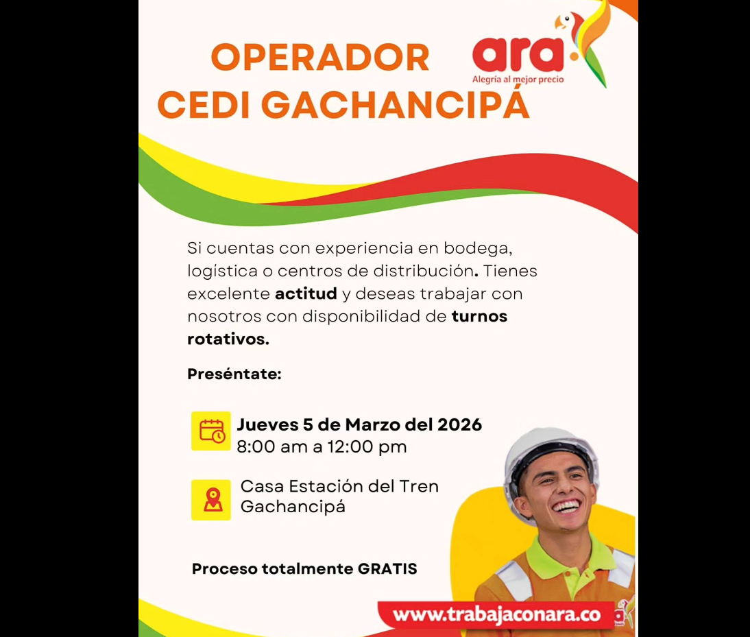 |Gachancipá| impulsa oportunidades laborales con convocatoria para el |CEDI| de |ARA|