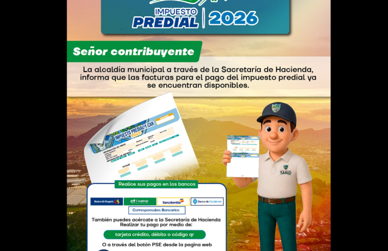 Alcaldía de |Tabio| anuncia disponibilidad del Impuesto Predial 2026
