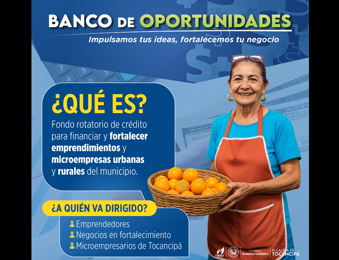 |Tocancipá| impulsa |emprendimientos| con el |Banco de Oportunidades|