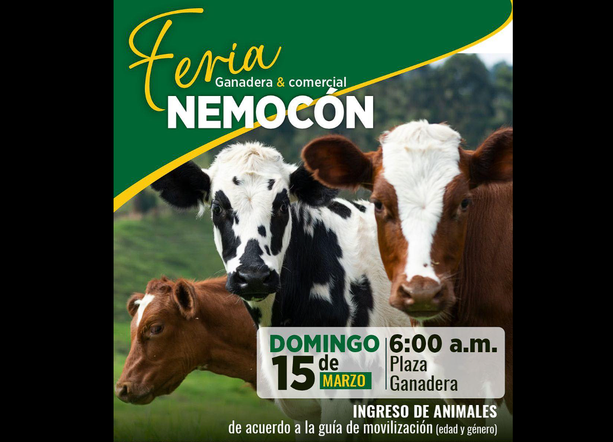 |Nemocón| invita a participar en la |Feria Comercial|, Ganadera, Bovina y Ovina