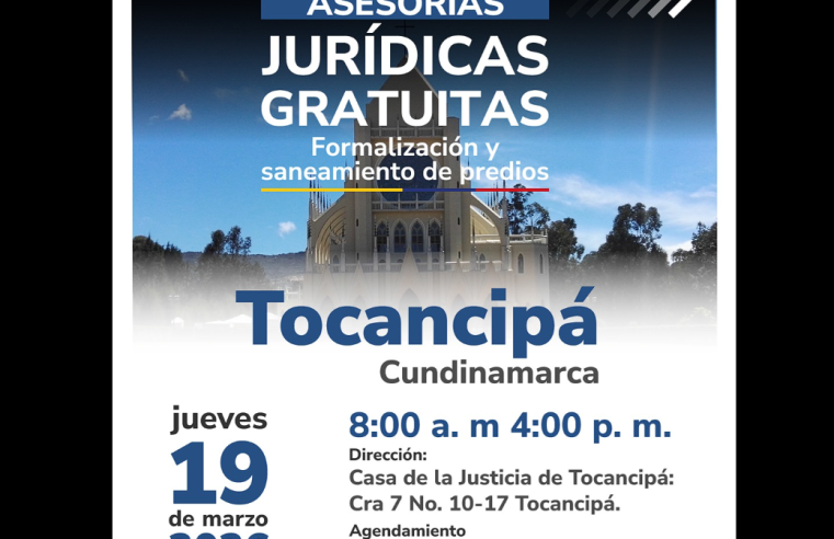 Jornada jurídica en |Tocancipá| orientará a la comunidad sobre formalización y titulación de predios