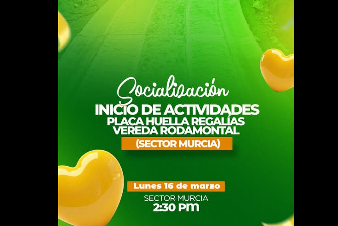Invitan a socialización de obra de |placa huella| en la |vereda Rodamontal|, |sector Murcia| en |Cogua|