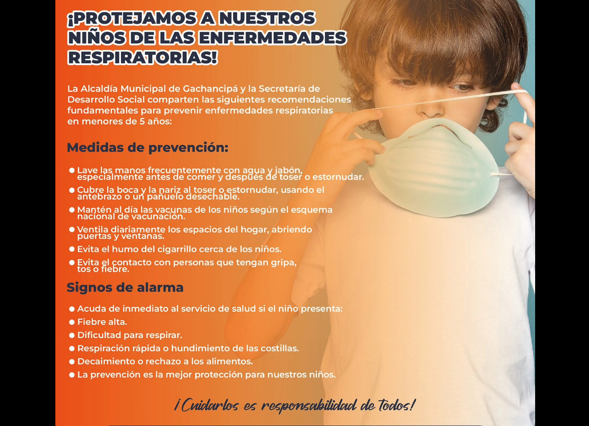 Alcaldía de |Gachancipá| promueve recomendaciones para prevenir |enfermedades respiratorias| en |menores de cinco años|