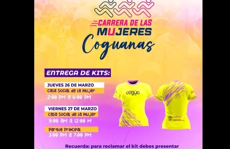 Anuncian horarios de |entrega de kits| para la |Carrera de la Mujer| 2026 en |Cogua|