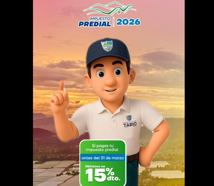 Administración Municipal de |Tabio| recuerda descuento por pronto pago en el |impuesto predial| + Video