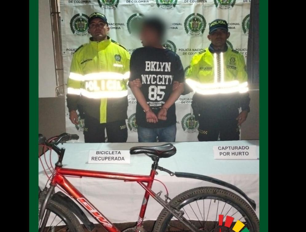 |Capturan en flagrancia| a presunto responsable de |hurto de bicicleta| en |Tenjo|