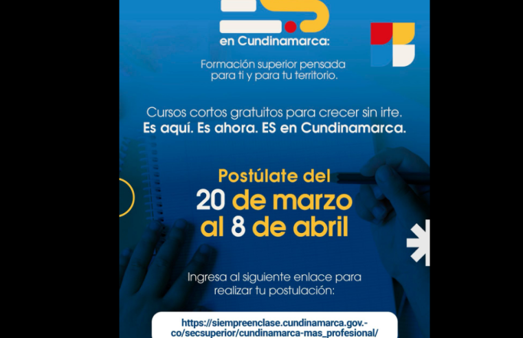 Últimos días para inscribirse en |cursos gratuitos| de formación en |Cundinamarca|