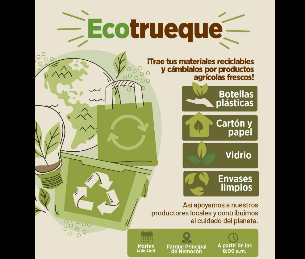 Ecotrueque en |Nemocón|: reciclaje que se transforma en |apoyo al campo|