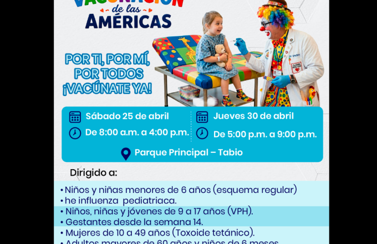 |Tabio| se suma a la |Jornada Nacional de Vacunación| de las Américas para proteger la |salud| de la comunidad