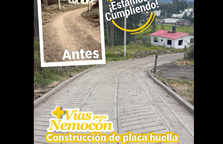 Construcción de |placa huella| mejora la conectividad en el |sector El Rubí| de |Nemocón|