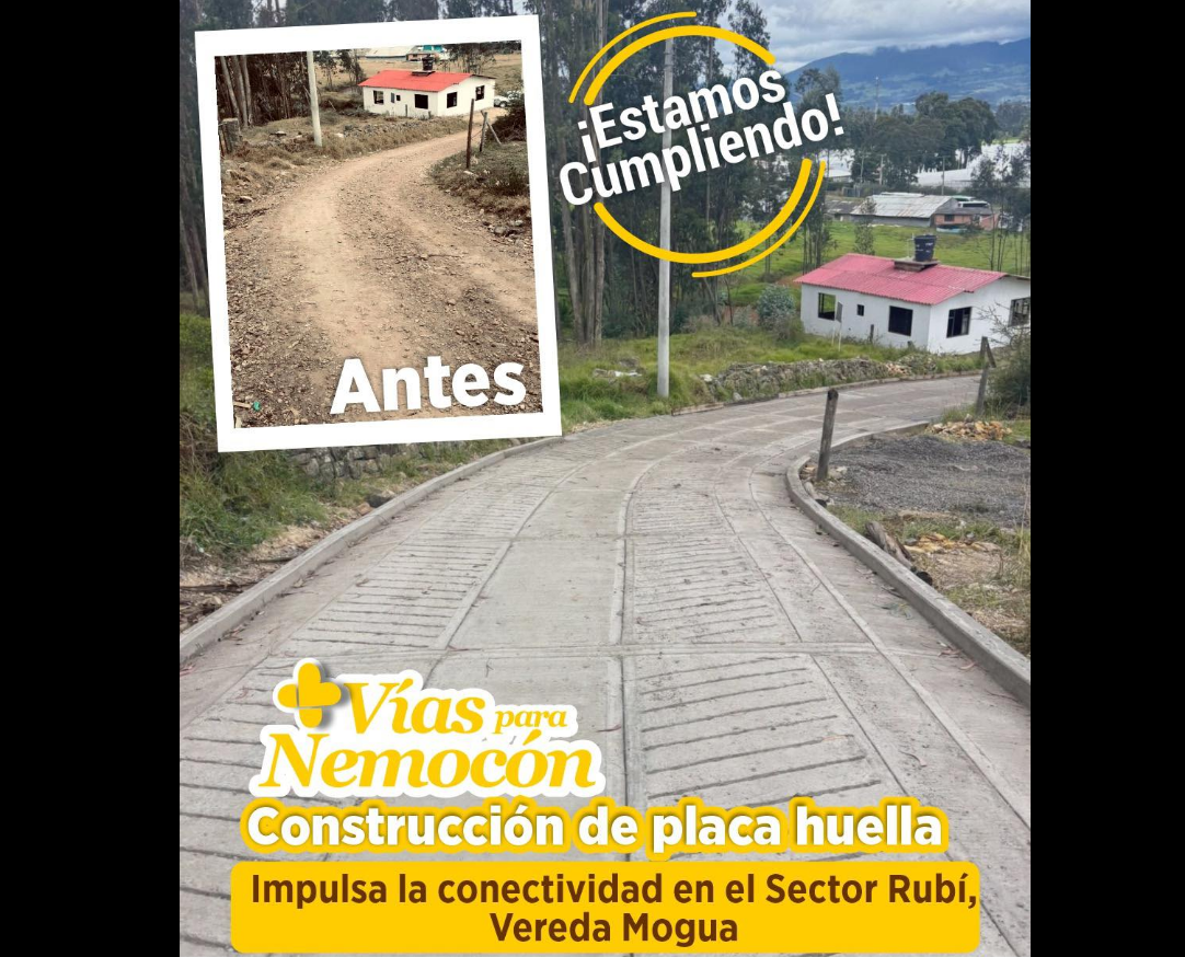 Construcción de |placa huella| mejora la conectividad en el |sector El Rubí| de |Nemocón|