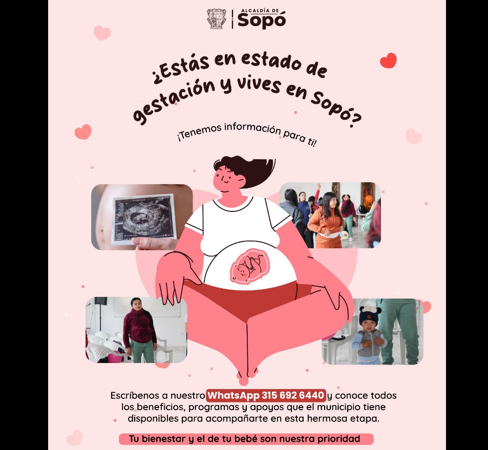 |Sopó| invita a |mujeres gestantes| a conocer programas y |beneficios| de acompañamiento