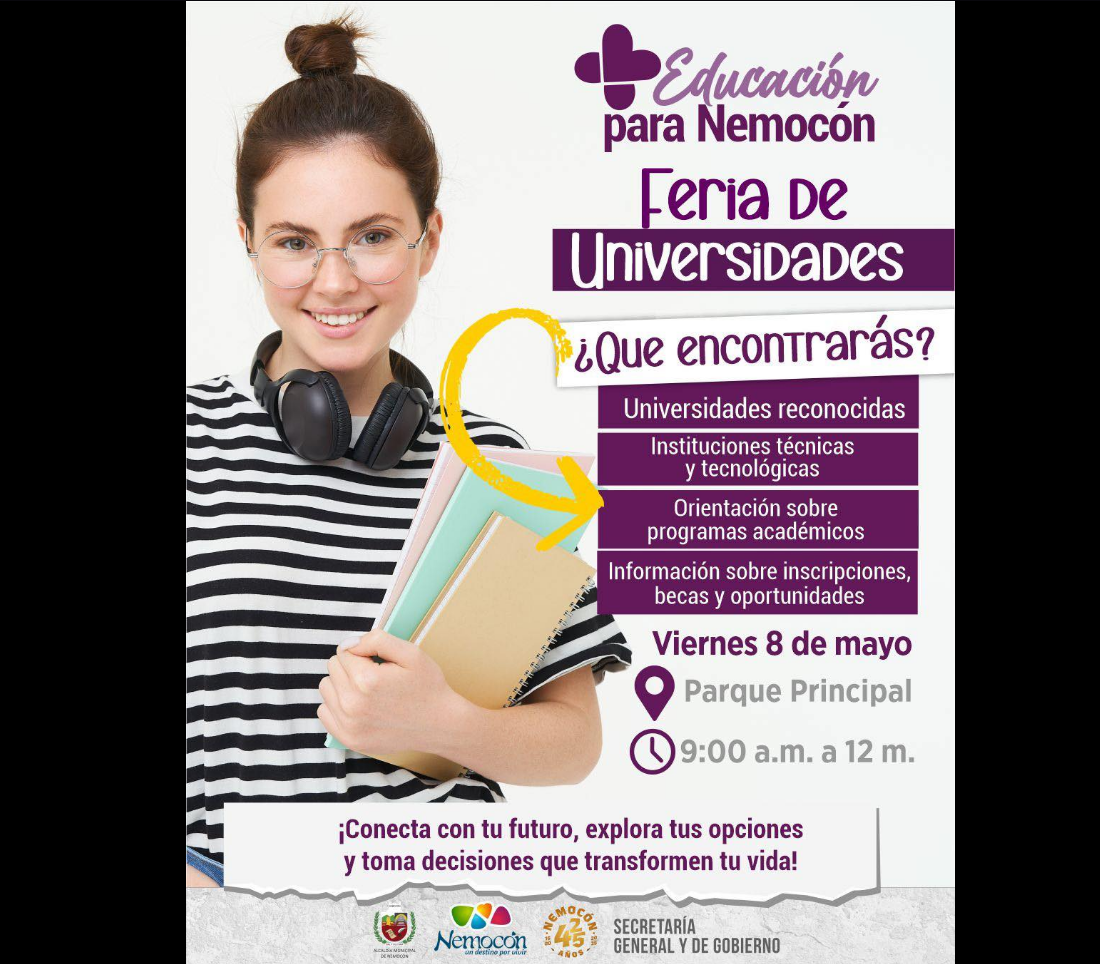 |Nemocón| realizará |Feria de Universidades| para orientar a |estudiantes| y comunidad