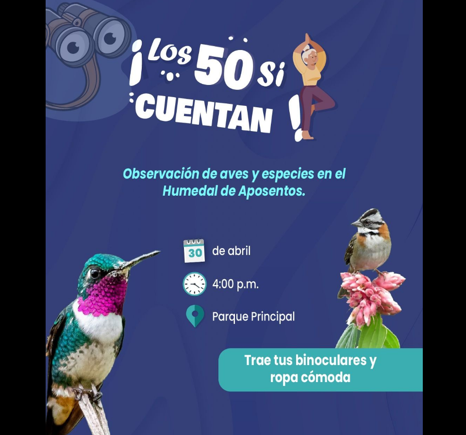 |Sopó| invita a jornada de |observación de aves| para personas entre 50 y 59 años