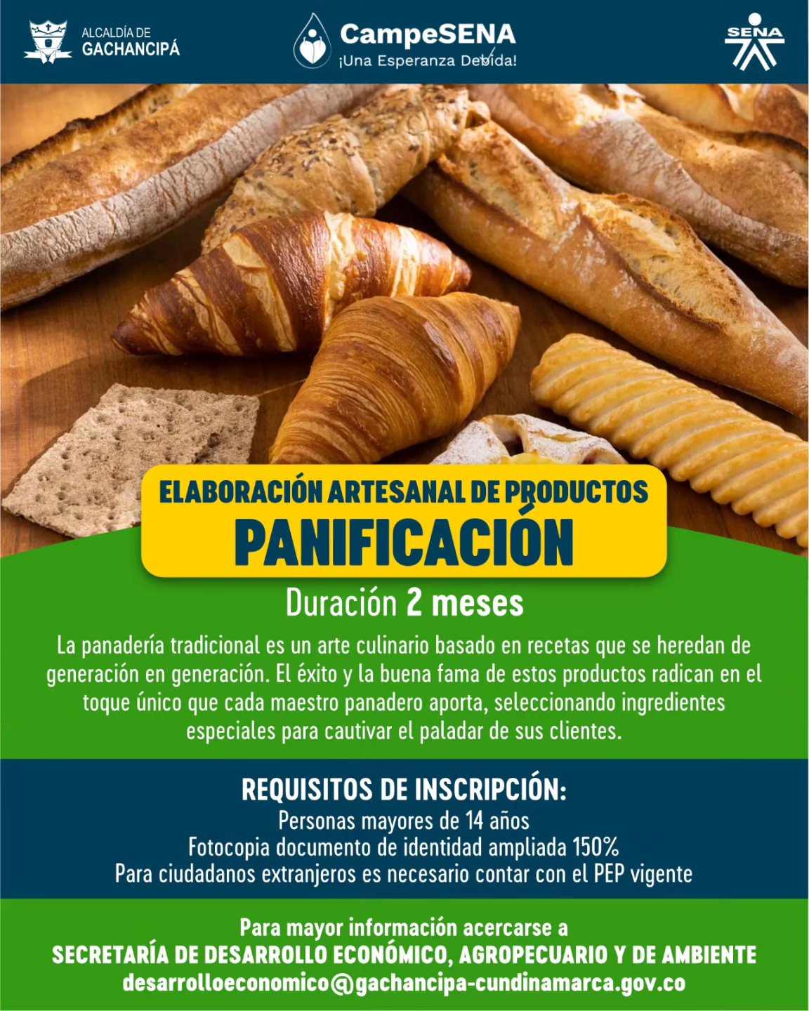 |Gachancipá| abre inscripciones para curso de |panadería artesanal| en alianza con el |SENA|