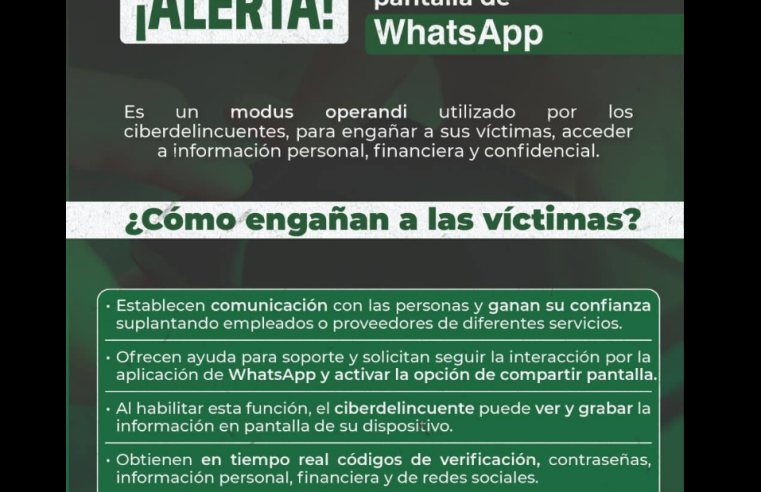 |Alertan| sobre modalidad de |estafa| mediante videollamadas por |WhatsApp|