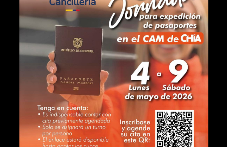 |Chía| realizará tercera jornada de expedición de |pasaportes| en el |CAM|