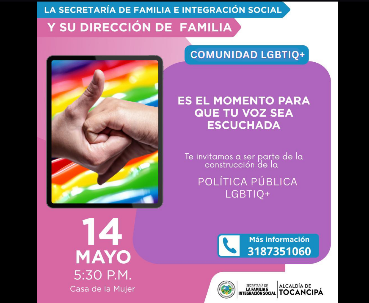 |Tocancipá| invita a participar en la construcción de la Política Pública |LGBTIQ+|
