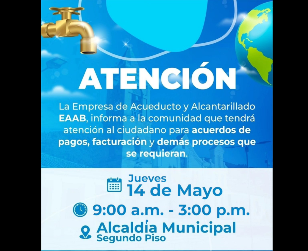 EAAB realizará jornada de atención presencial en |Gachancipá|