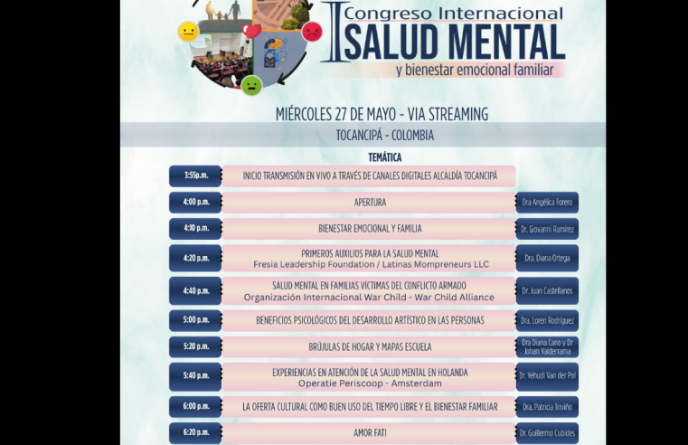 |Tocancipá| realizará el I Congreso Internacional de |Salud| Mental y |Bienestar Emocional Familiar|