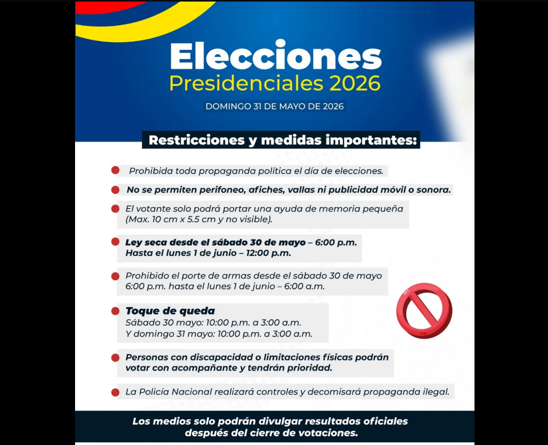 |Cogua| recuerda medidas y restricciones para la jornada de |elecciones presidenciales| de 2026