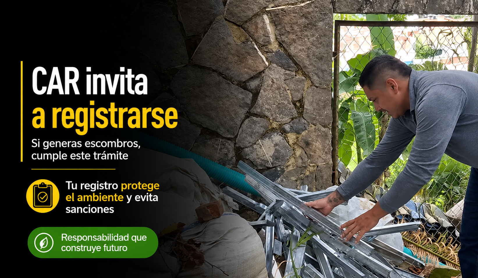 🧱 |CAR| invita a los generadores de escombros a registrarse, ¿por qué es importante cumplir este trámite? + Video