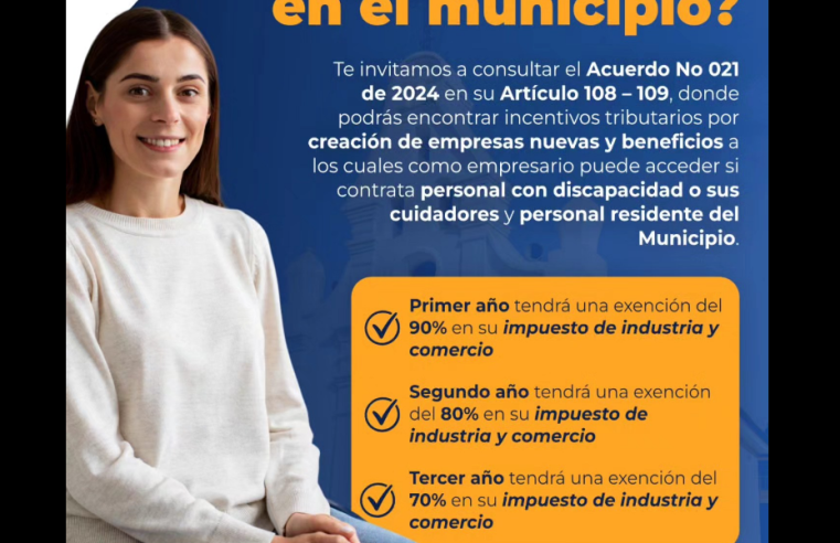 Nuevos |empresarios| podrán acceder a importantes |beneficios| tributarios en el municipio de Gachancipá