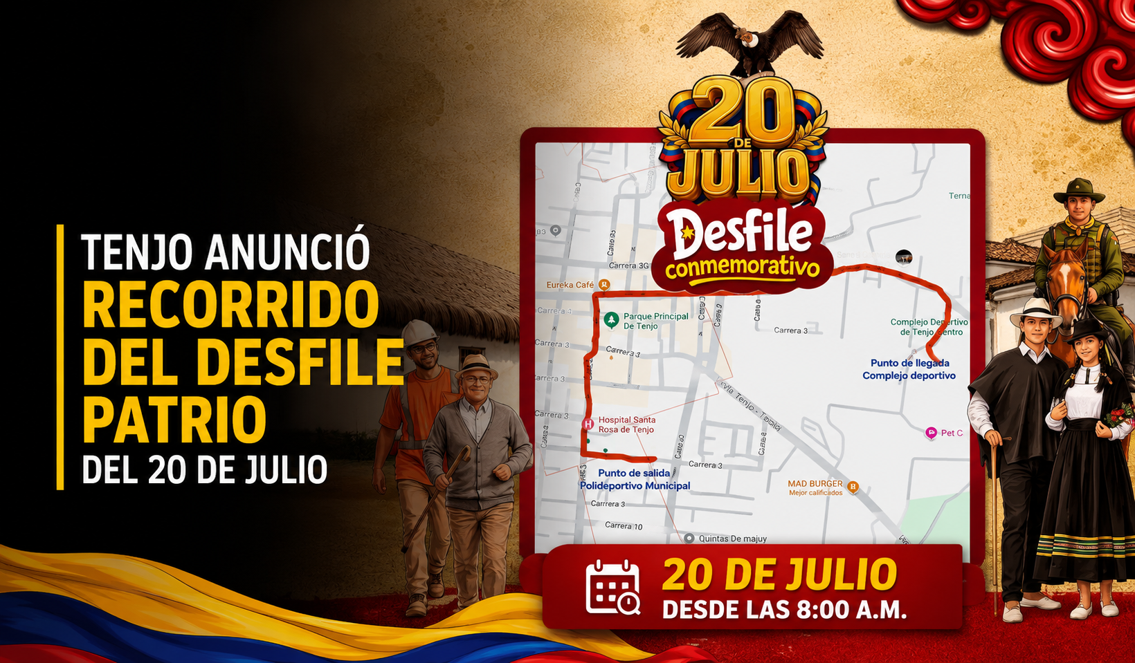 🇨🇴 Tenjo anunció el recorrido del desfile patrio del 20 de julio