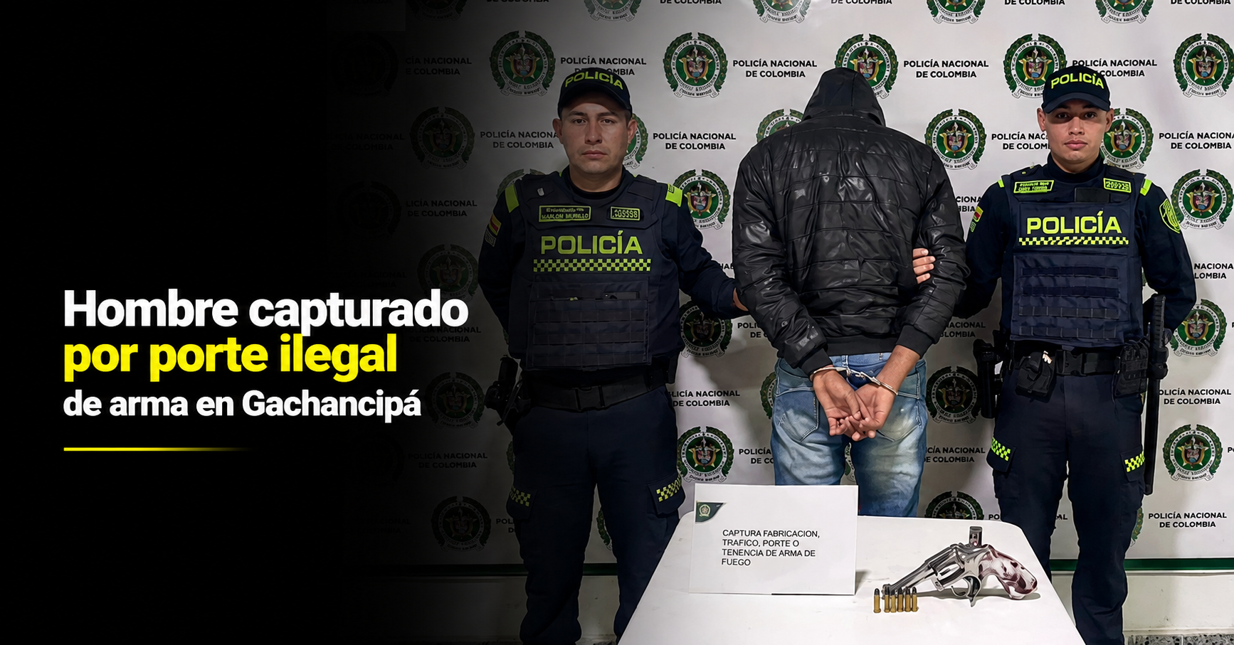 🚔🔫 |Capturan| a un hombre por porte ilegal de arma de fuego en |Gachancipá|: ¿cómo ocurrió el operativo?