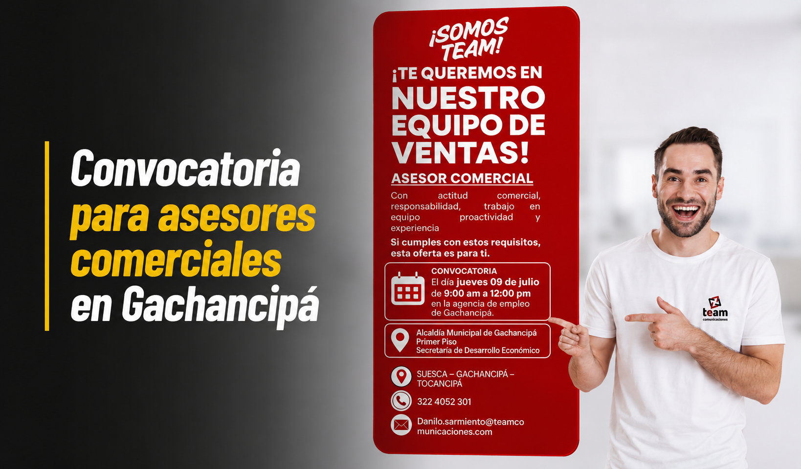 💼 Abren convocatoria para asesores comerciales en |Gachancipá|, ¿cómo participar?
