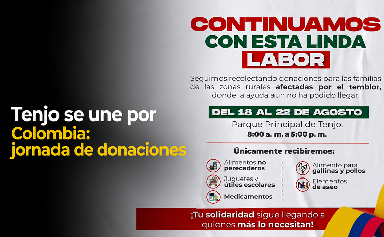 ❤️ |Tenjo| se une por |Colombia| con jornada de |donaciones|
