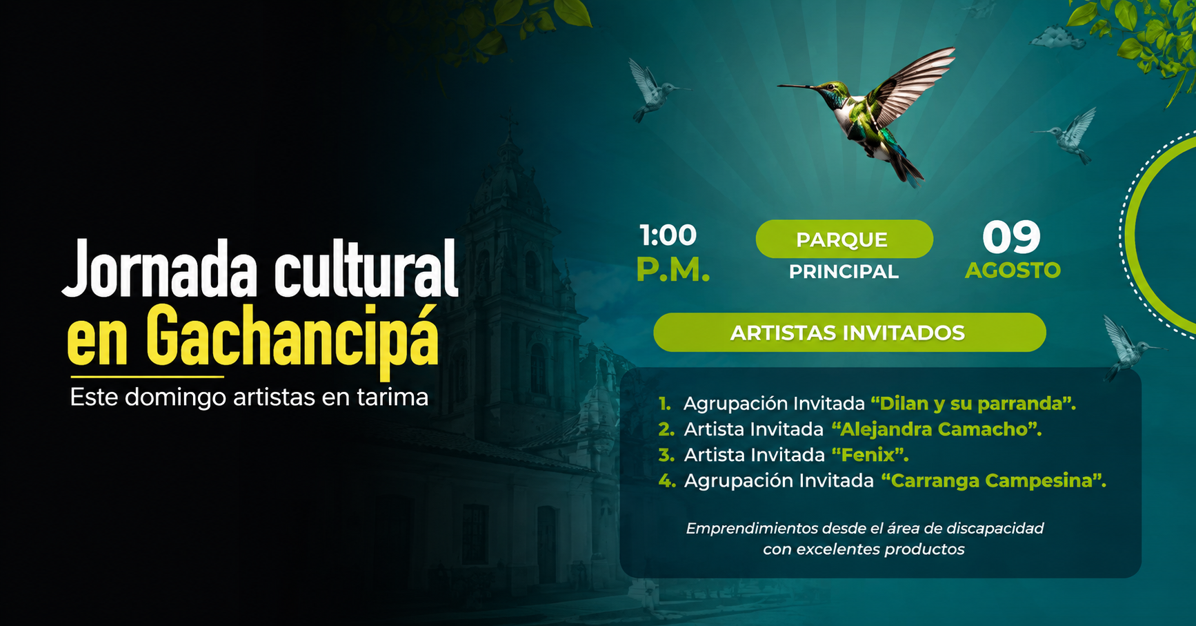 🎶 |Gachancipá| prepara una jornada cultural este domingo, ¿quiénes estarán en tarima?
