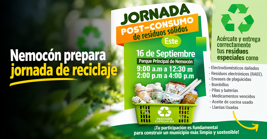 ♻️ |Nemocón| prepara jornada para |recoger residuos|, ¿qué se puede entregar?