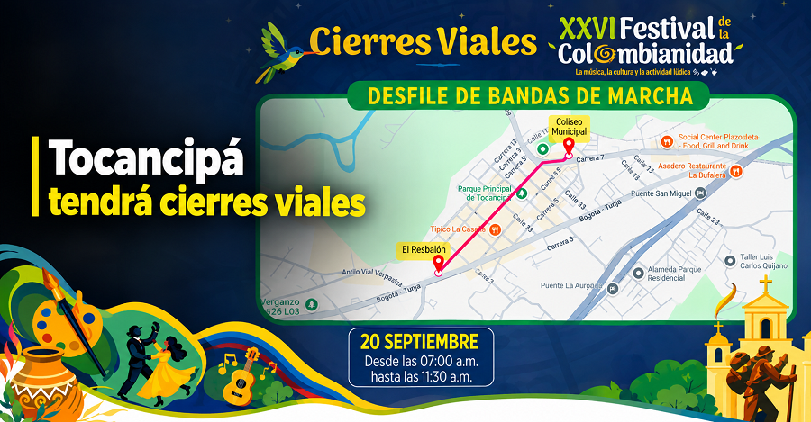 🇨🇴🚧 |Tocancipá| tendrá |cierres viales| por su celebración, ¿qué fechas?