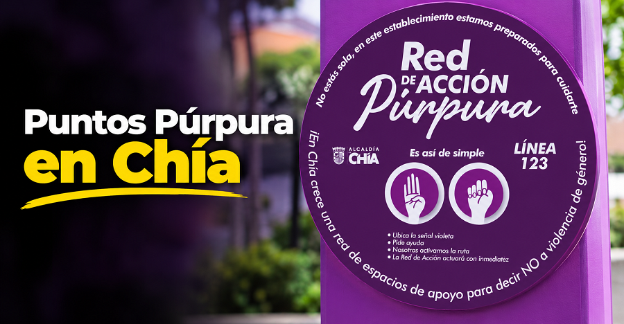🟣📍 |Chía| facilita la ubicación de los |Puntos Púrpura|, ¿cómo acceder a esta red de apoyo?